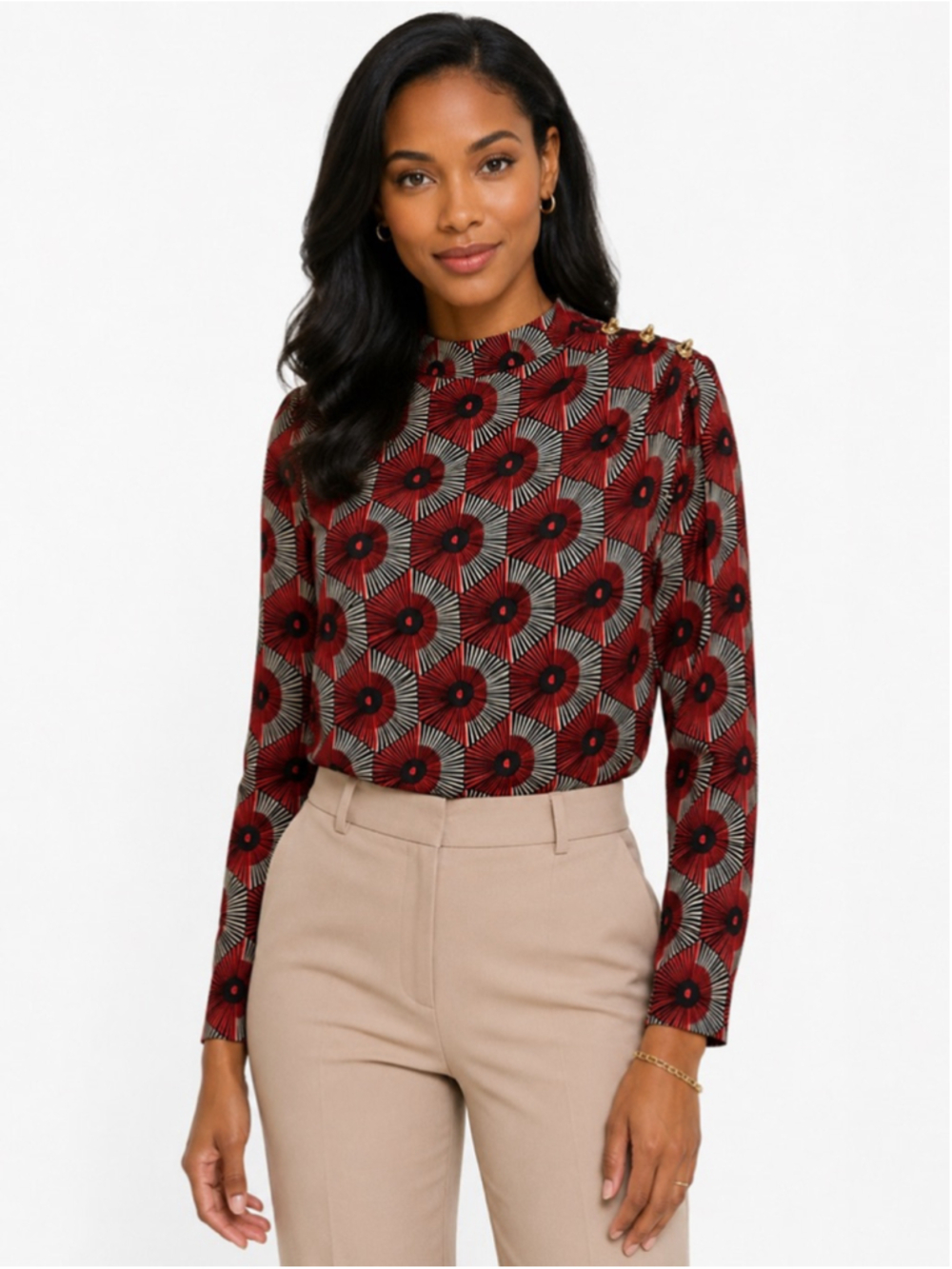 LOVE FOREVER Red Black Blouse XL NWT